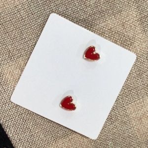 Lilly fashion heart studs with red and gold cute earrings